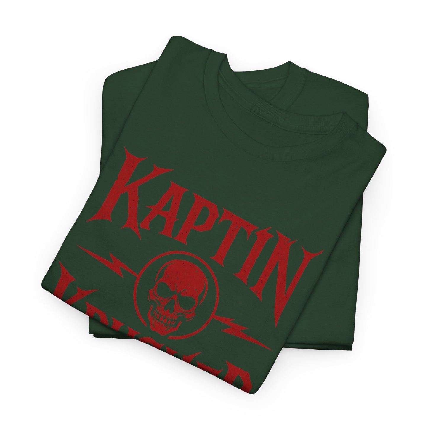 Kaptin Krusher Band T-Shirt – Red Skull Graphic Tee, Heavy Cotton Shirt for Fans, Rock Festival Merch
