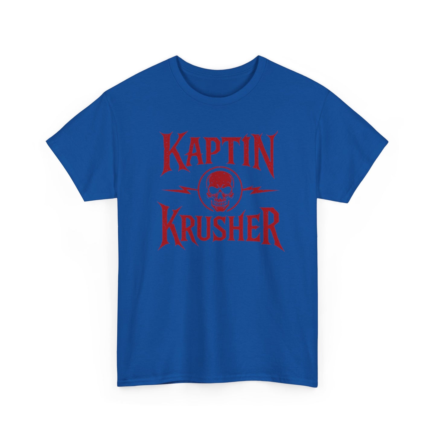 Kaptin Krusher Band T-Shirt – Red Skull Graphic Tee, Heavy Cotton Shirt for Fans, Rock Festival Merch
