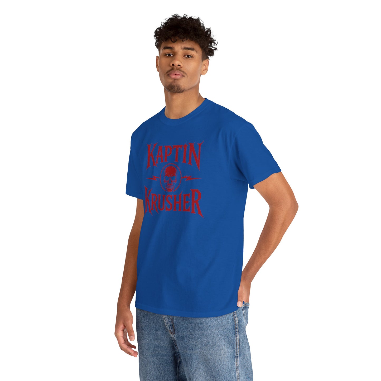Kaptin Krusher Band T-Shirt – Red Skull Graphic Tee, Heavy Cotton Shirt for Fans, Rock Festival Merch