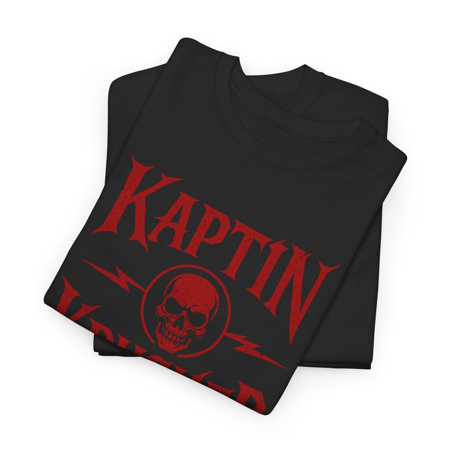 Kaptin Krusher Band T-Shirt – Red Skull Graphic Tee, Heavy Cotton Shirt for Fans, Rock Festival Merch